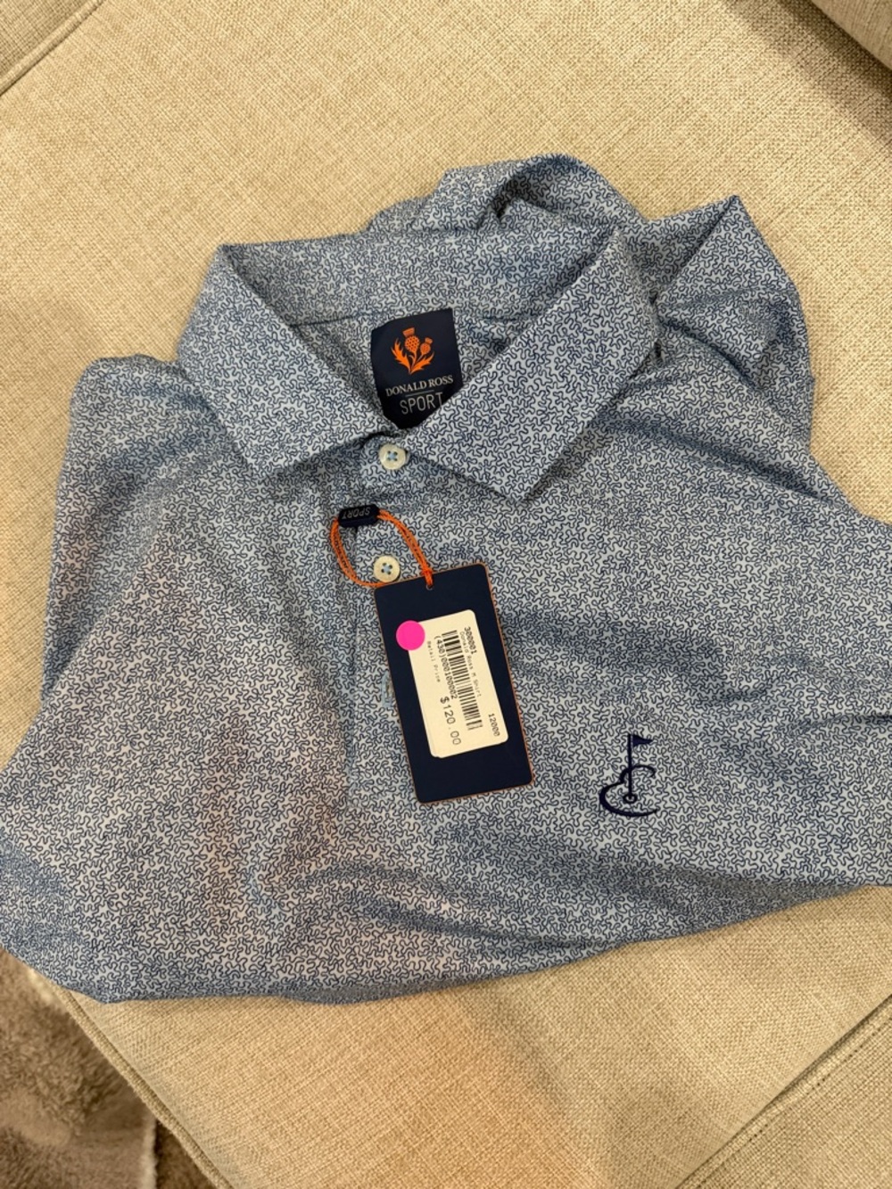 Donald Ross Sport Men's Light Blue Printed Polo